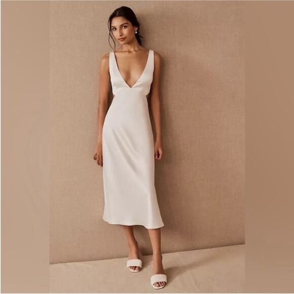 Sachin & Babi Sierra V-Neck Cutout Satin Dress by BHLDN NWT 2 - Picture 11 of 12